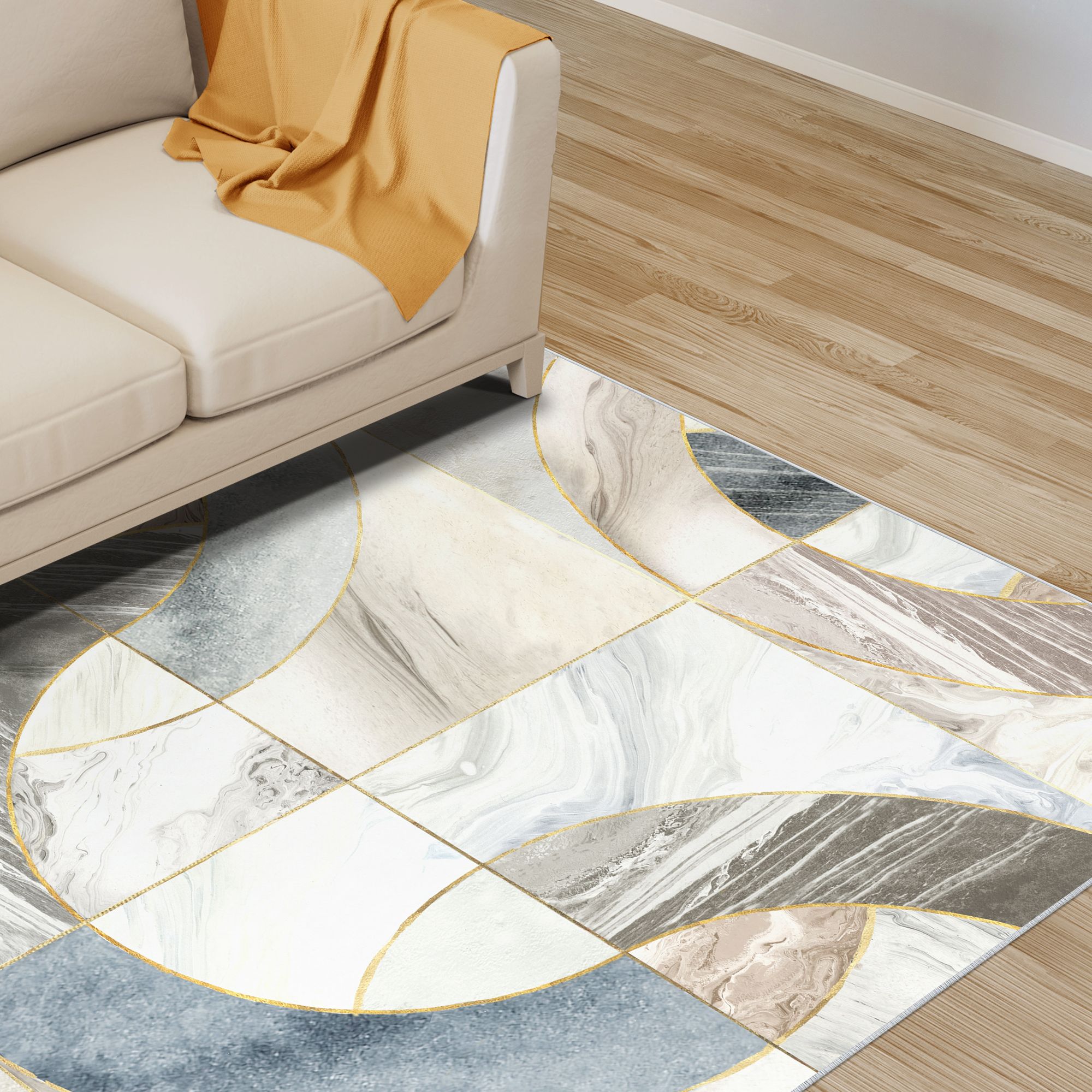 Image 5 Mosaic Serenity Washable Geometric Art Area Rug size 5'x8' more views