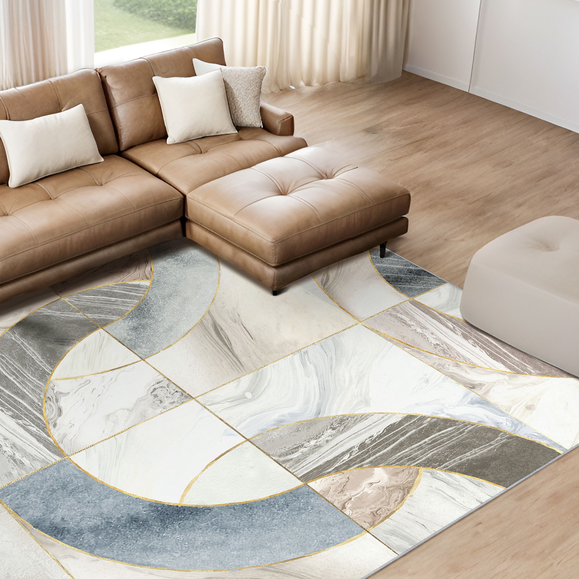 Image 5 Mosaic Serenity Washable Geometric Art Area Rug size 8'x10' more views