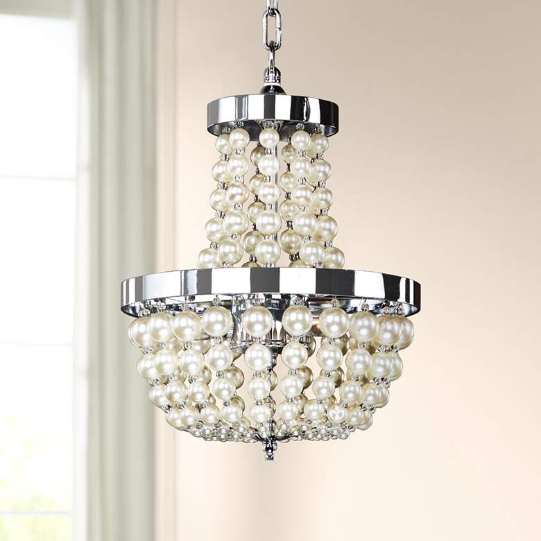 Image 1 Moscato 17 1/2 inch Wide Champagne Pearl 3-Light Chandelier