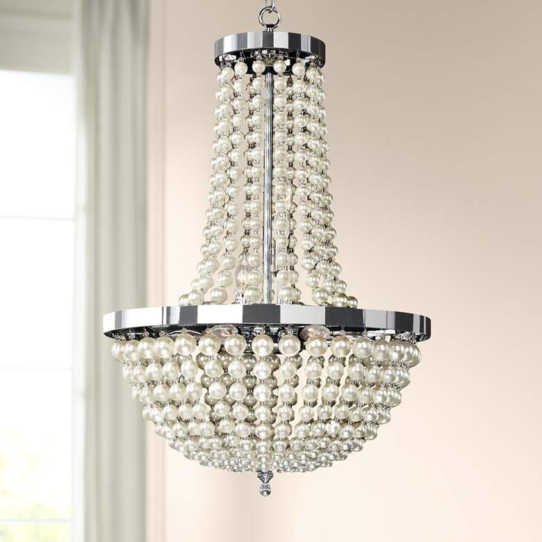 Image 1 Moscato 28 1/2 inch Wide Champagne Pearl 9-Light Chandelier