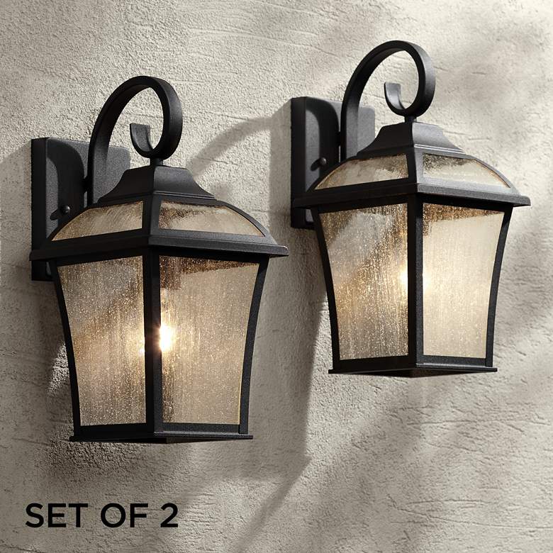 Mosconi 15&quot; High Black Carriage House Outdoor Wall Lights Set of 2