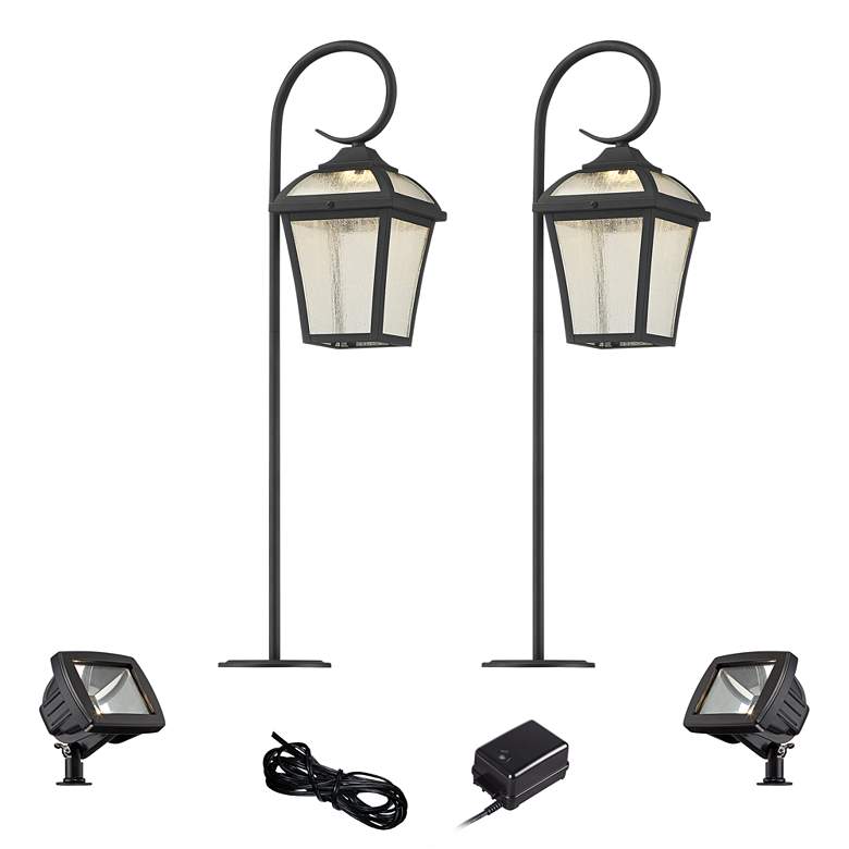 Image 1 Mosconi Textured Black 6-Piece LED Path and Flood Light Set