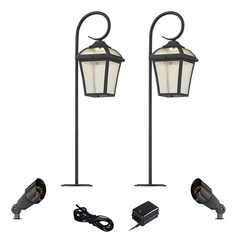 Image 1 Mosconi Textured Black 6-Piece LED Path and Spot Light Set