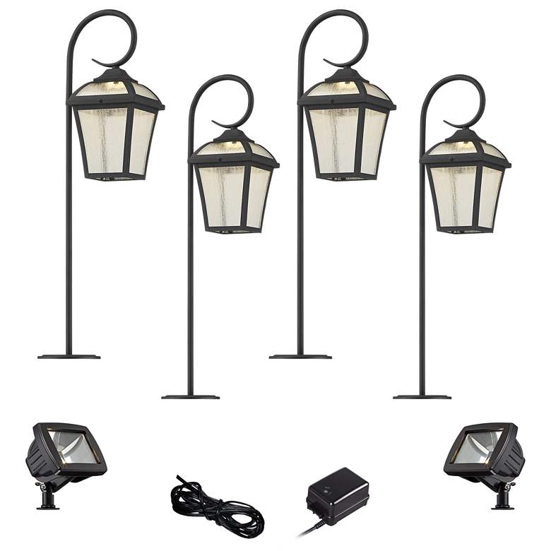 Image 1 Mosconi Textured Black 8-Piece LED Path and Flood Light Set