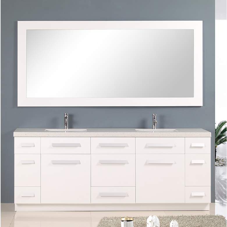 Image 1 Moscony 84 inch Wide Rich White Double Sink Vanity Set