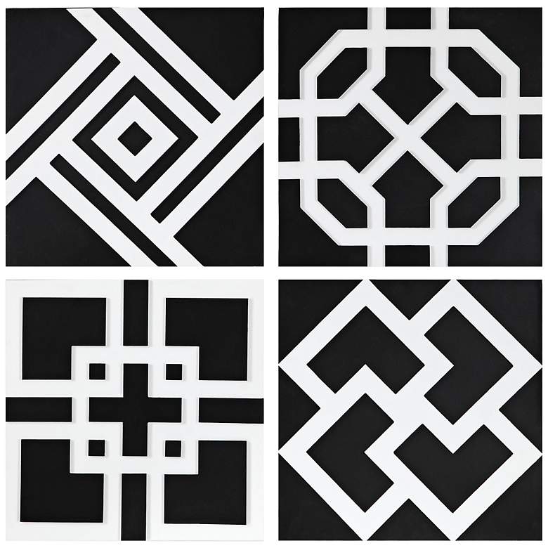 Image 1 Moselle Black and White 20 inch Square Wall Art Set of 4
