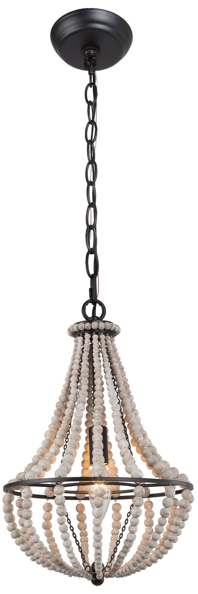 Image 2 Mosgan 10" Wide Wood Beaded 1-Light Pendant Light more views