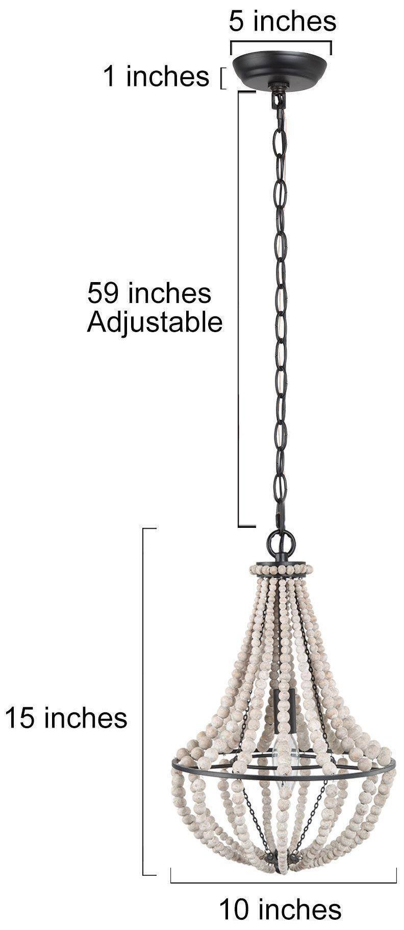 Image 3 Mosgan 10" Wide Wood Beaded 1-Light Pendant Light more views