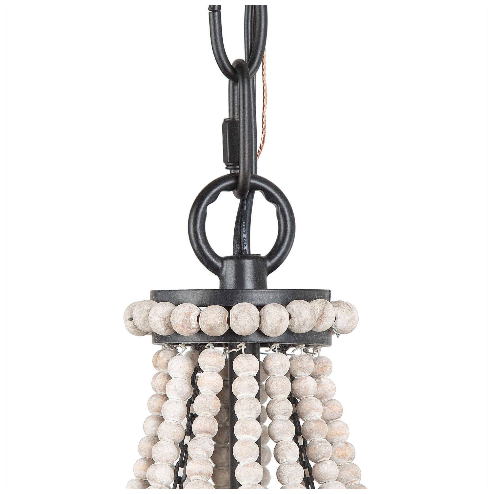 Image 4 Mosgan 10" Wide Wood Beaded 1-Light Pendant Light more views