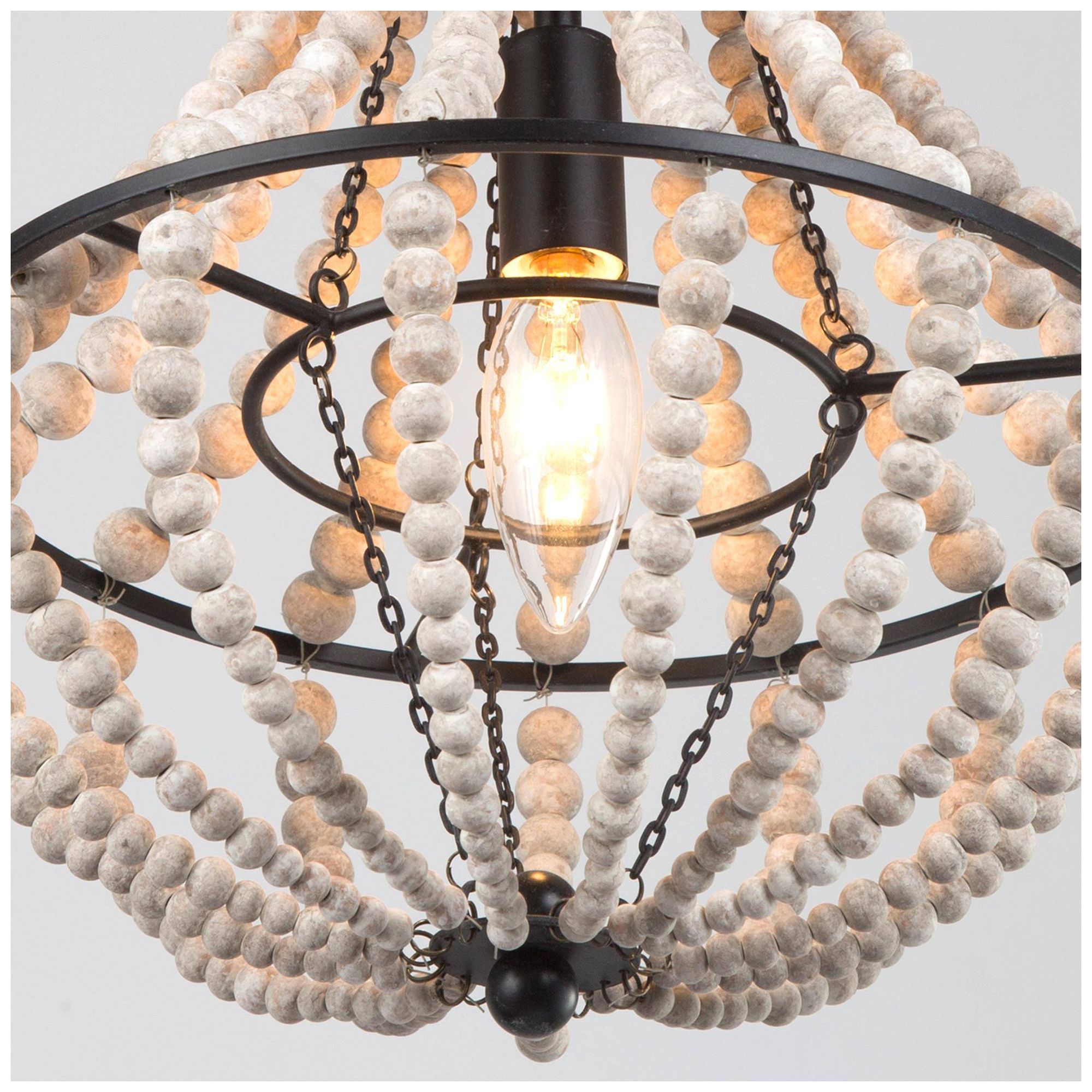 Image 6 Mosgan 10" Wide Wood Beaded 1-Light Pendant Light more views