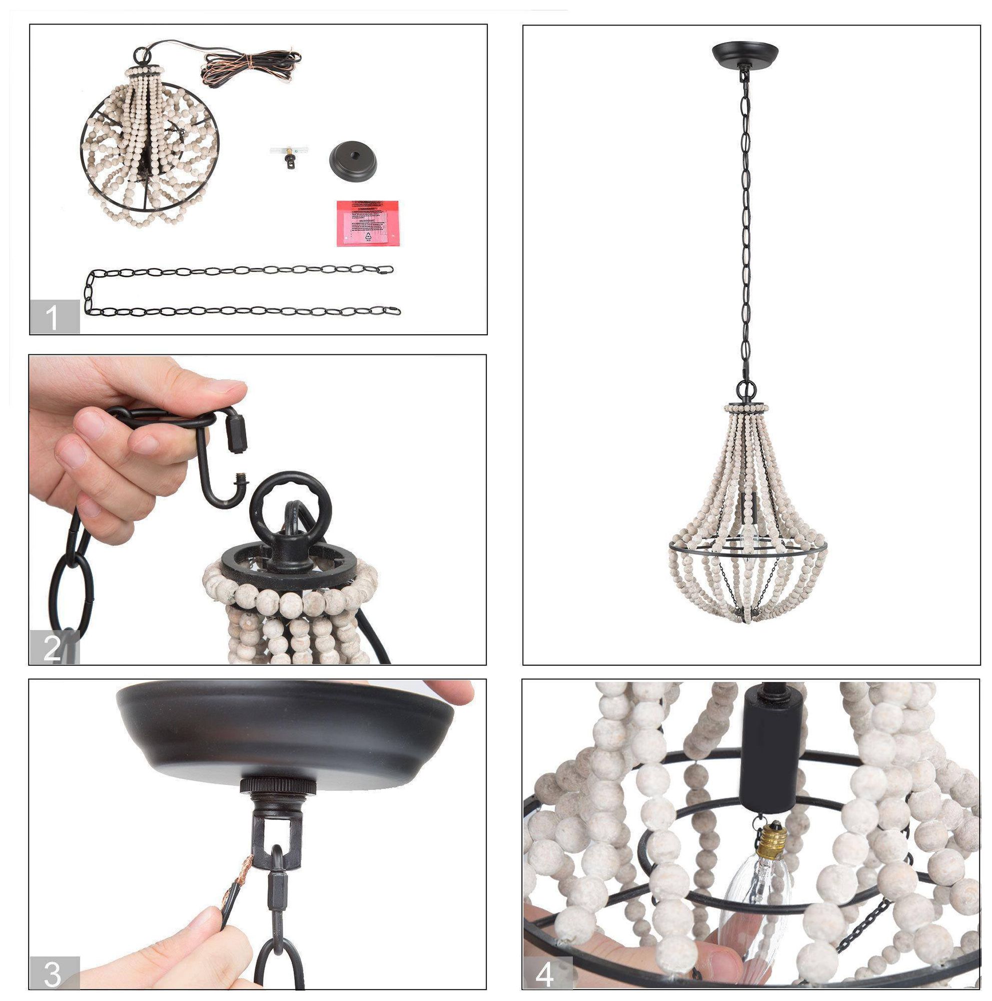 Image 7 Mosgan 10" Wide Wood Beaded 1-Light Pendant Light more views