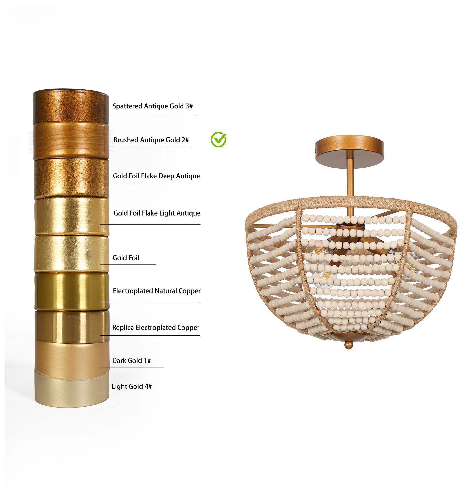 Image 4 Mosgan 14" Wide Wood Beaded 3-Light Ceiling Light more views