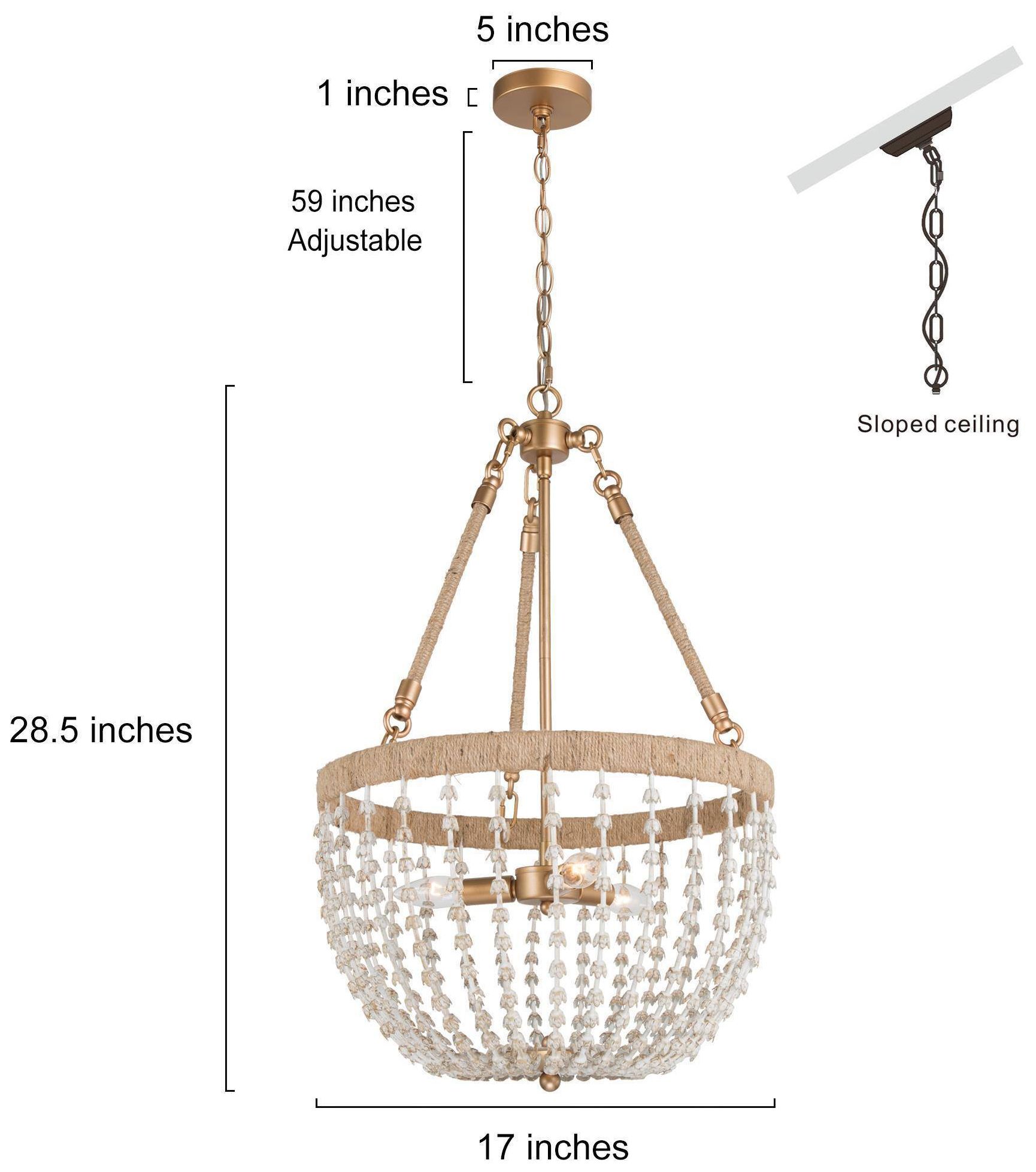 Image 2 Mosgan 17" Wide Wood Beaded 3-Light Chandelier more views