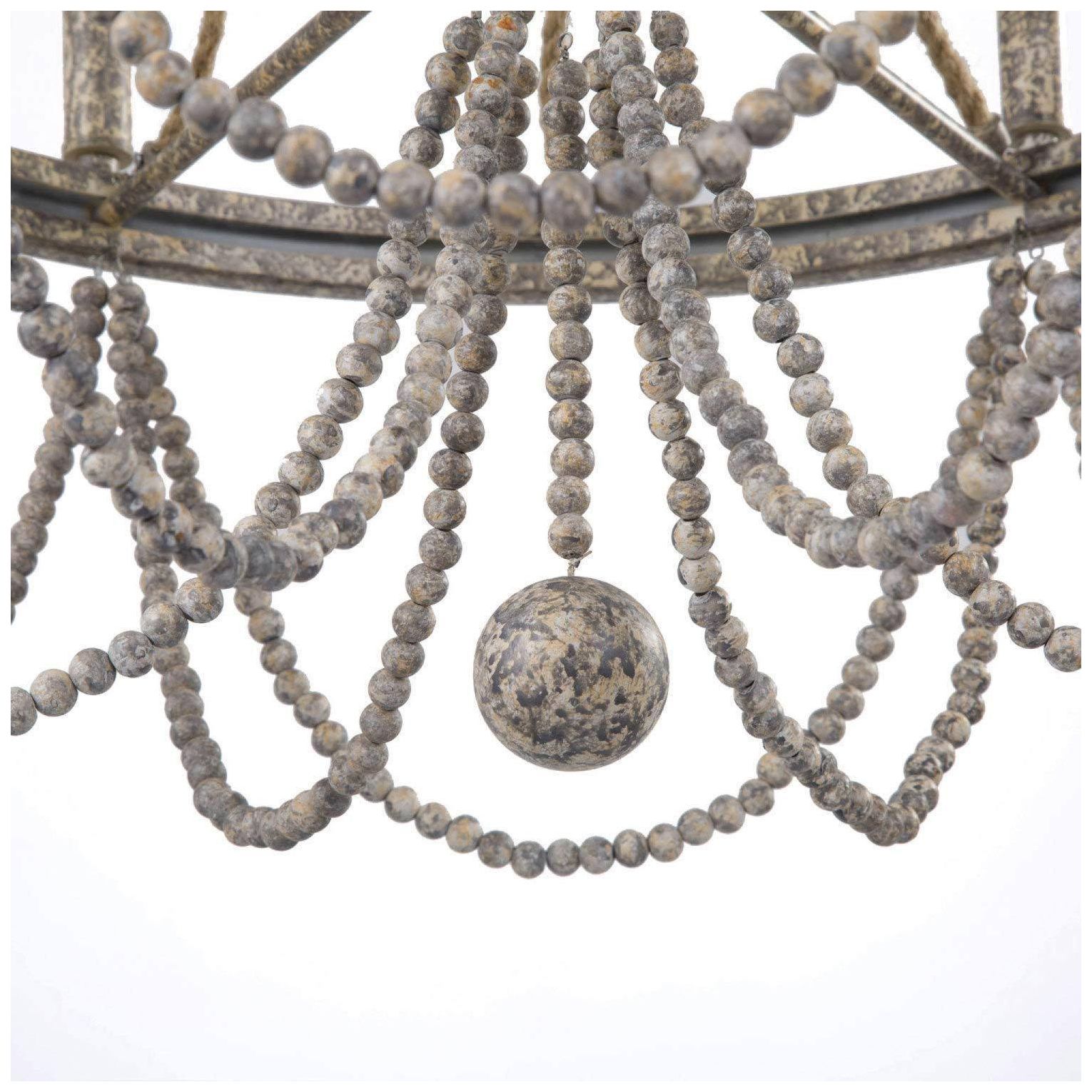 Image 3 Mosgan Empire 25.5" Wide 6-Light Wood Beaded Chandelier more views
