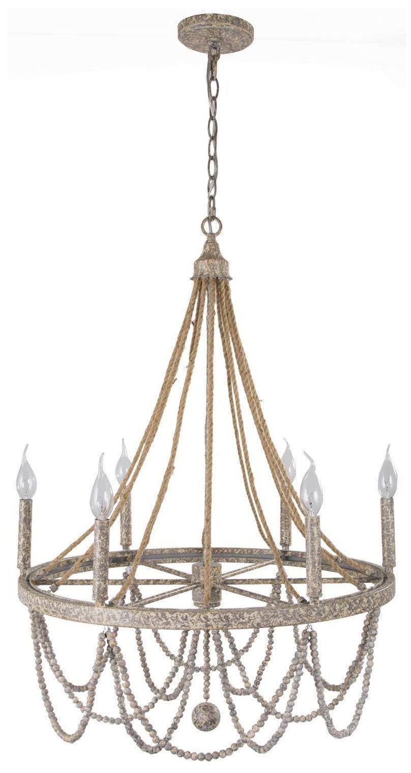 Image 5 Mosgan Empire 25.5" Wide 6-Light Wood Beaded Chandelier more views