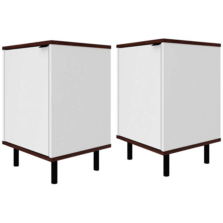 Image 1 Mosholu 15 inch Wide White and Nut Brown Nightstands Set of 2
