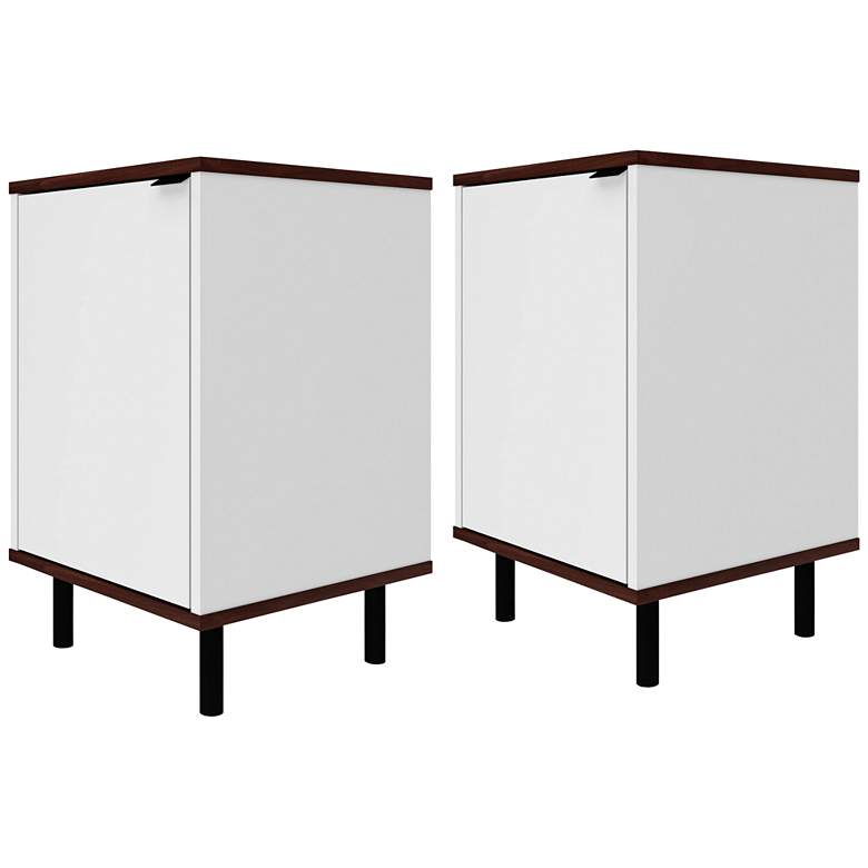 Image 1 Mosholu 15" Wide White and Nut Brown Nightstands Set of 2