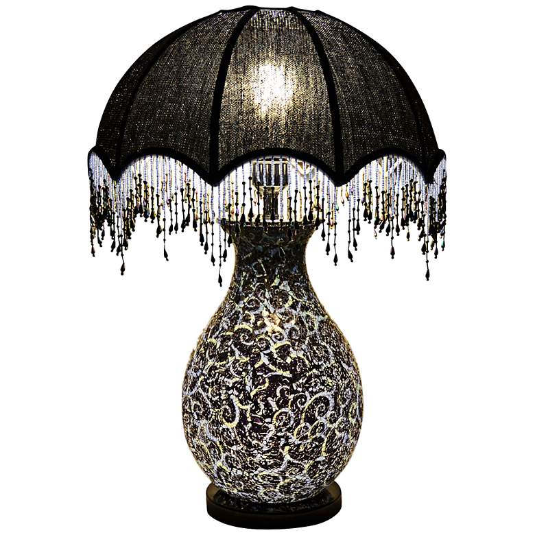 Image 1 Mosinee Hand-Crafted Black Glass Table Lamp