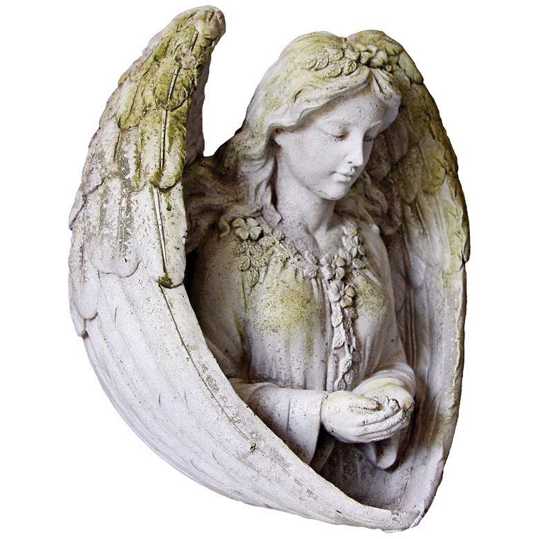 Image 1 Moss White Angel 11" High Outdoor Birdfeeder
