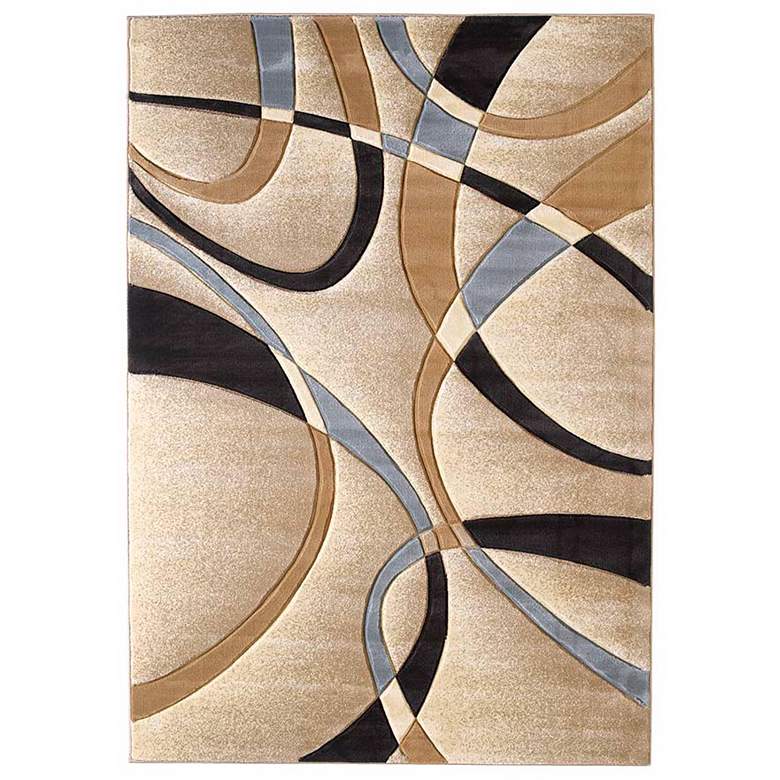 Image 1 Mossa Collection Ribbons Beige 5&#39;3 inchx7&#39;6 inch Area Rug
