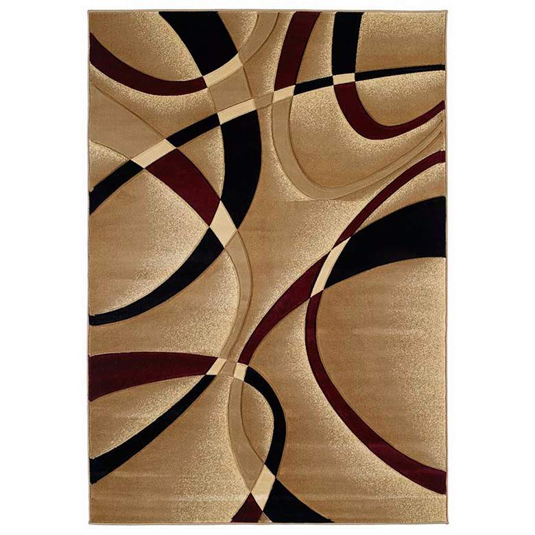 Image 1 Mossa Collection Ribbons Burgundy 5&#39;3 inchx7&#39;6 inch Area Rug