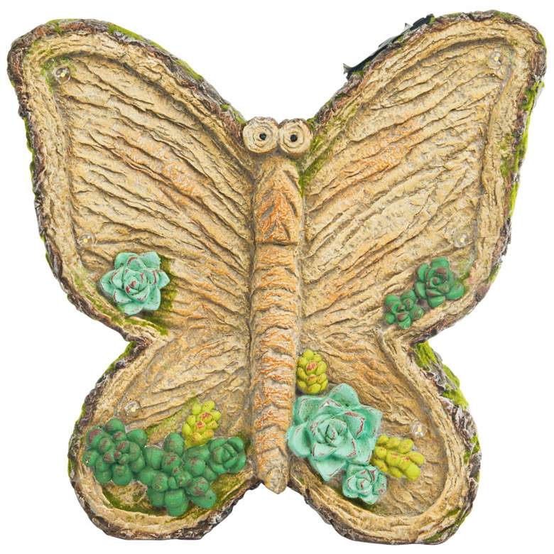 Image 1 Mossy Butterfly 12 inch High Solar LED Outdoor Garden Statue