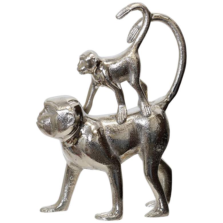 Image 1 Mother And Child - Silver Monkey Decorative Table Top Accessory