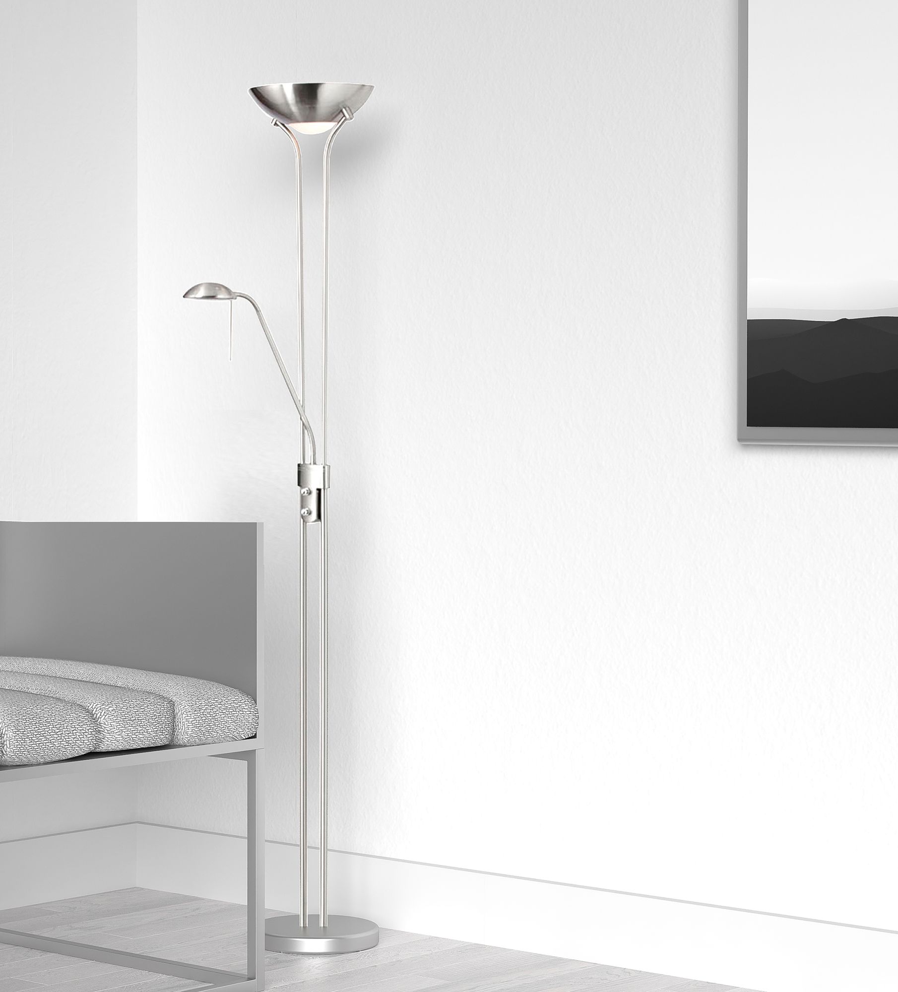 Image 3 Mother and Son 71" High Satin Chrome Floor Lamp more views