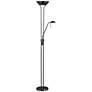 Mother and Son 71" Matte Black Torchiere Floor Lamp with Reading Light