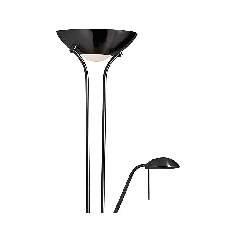 Image 3 Mother and Son 71" Matte Black Torchiere Floor Lamp with Reading Light more views