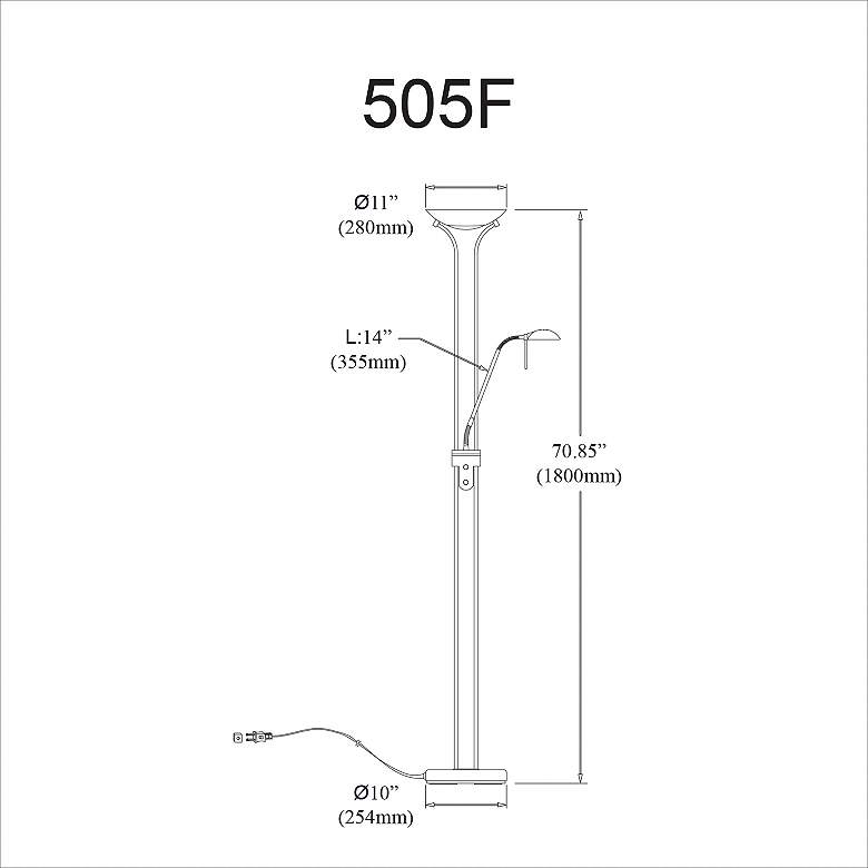 Image 4 Mother and Son 71" Satin Chrome Torchiere Floor Lamp with Side Light more views