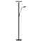 Mother and Son 72" Satin Black Metal LED Torchiere Floor Lamp