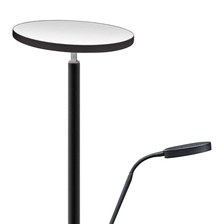 Image 2 Mother and Son 72" Satin Black Metal LED Torchiere Floor Lamp more views