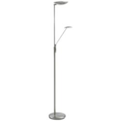 Mother and Son 72&quot; Satin Chrome Metal LED Torchiere Floor Lamp