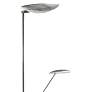 Mother and Son 72" Satin Chrome Metal LED Torchiere Floor Lamp