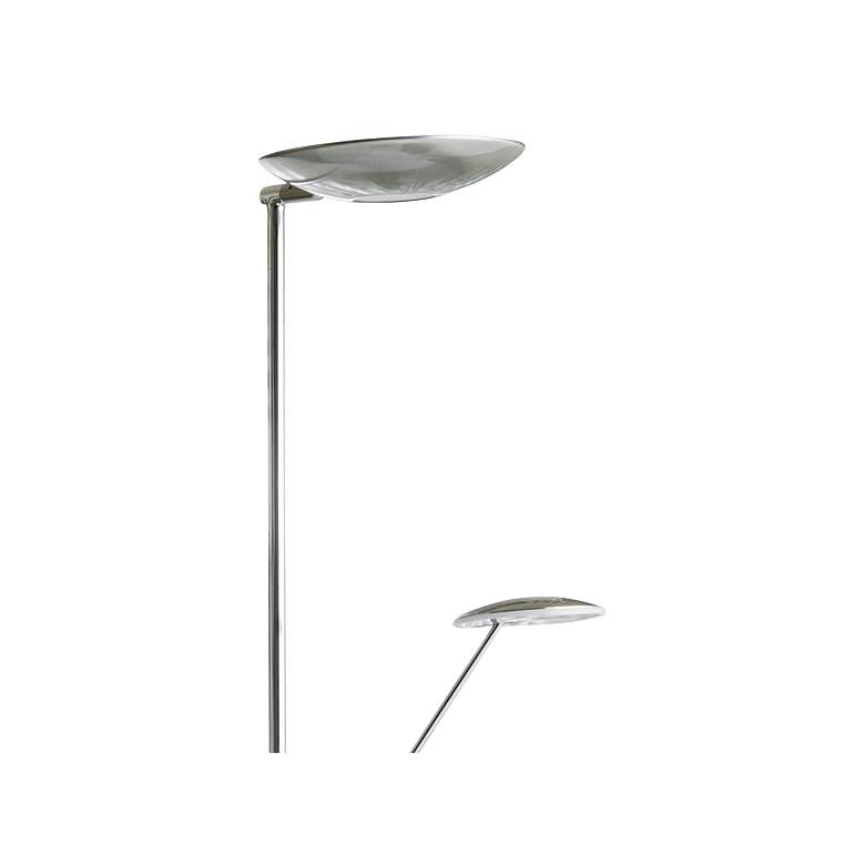 Image 2 Mother and Son 72" Satin Chrome Metal LED Torchiere Floor Lamp more views