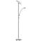 Mother and Son 72" Satin Chrome Metal LED Torchiere Floor Lamp