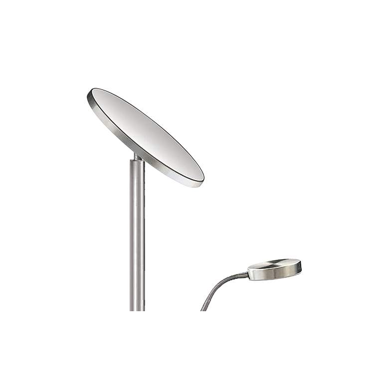 Image 2 Mother and Son 72" Satin Chrome Metal LED Torchiere Floor Lamp more views