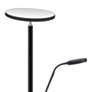 Mother and Son Satin Black Metal LED Torchiere Floor Lamp