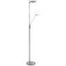 Mother and Son Satin Chrome Metal LED Torchiere Floor Lamp