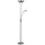 Mother and Son Satin Chrome Metal Torchiere Floor Lamp