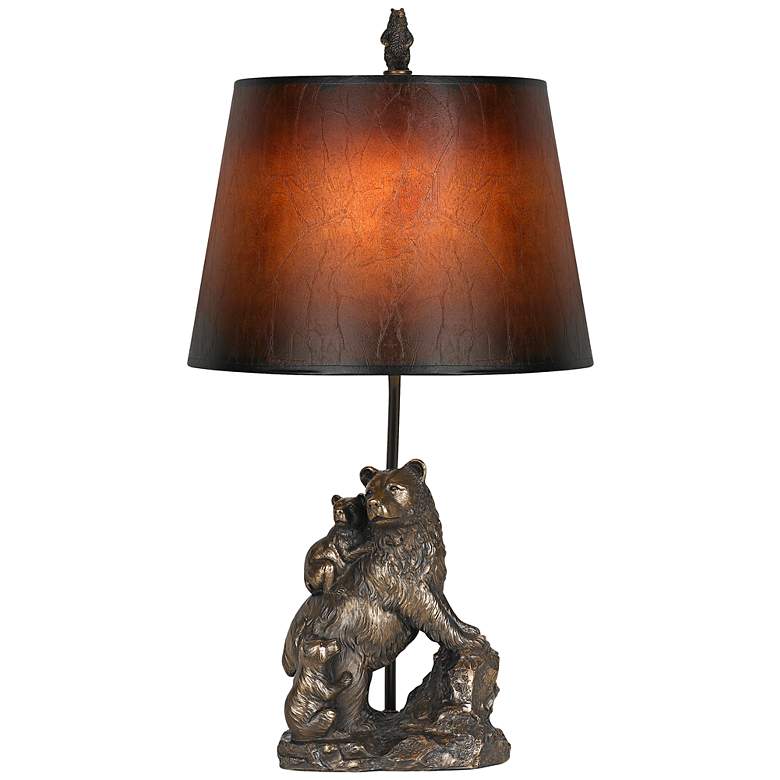 Image 1 Mother Bear and Cubs Bronze Table Lamp