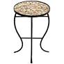 Mother of Pearl Mosaic Black Iron Outdoor Accent Table