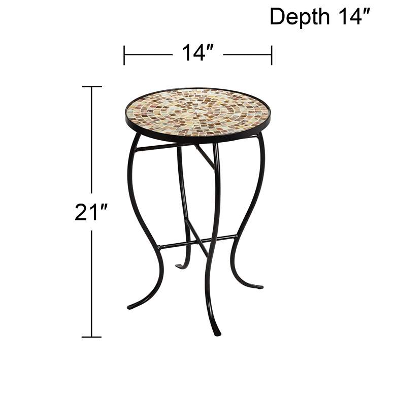 Image 7 Mother of Pearl Mosaic Black Iron Outdoor Accent Table more views