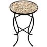 Mother of Pearl Mosaic Black Iron Outdoor Accent Tables Set of 2