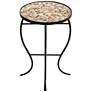 Mother of Pearl Mosaic Black Iron Outdoor Accent Tables Set of 2