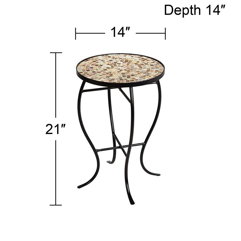 Image 6 Mother of Pearl Mosaic Black Iron Outdoor Accent Tables Set of 2 more views