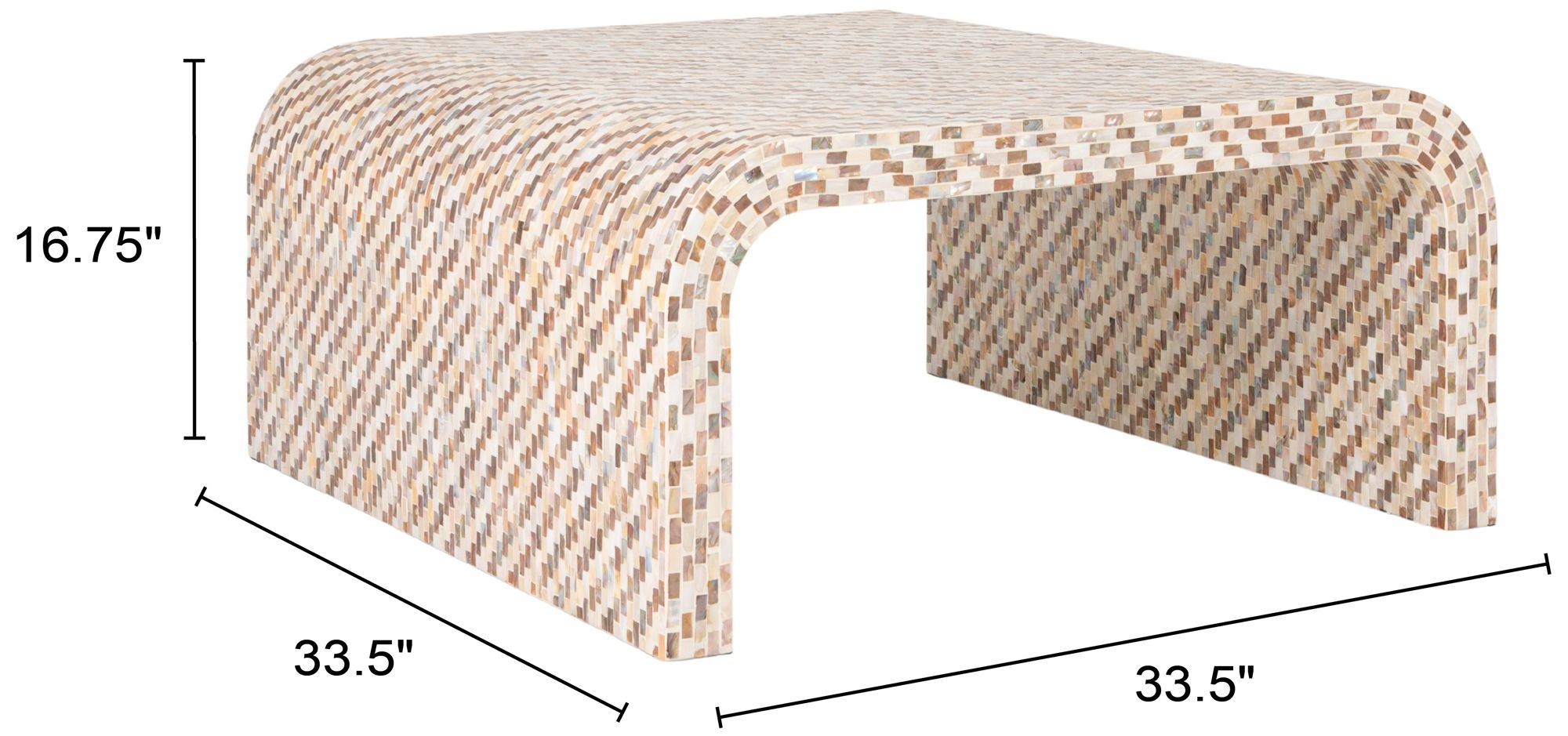 Image 2 Mother of Pearl Waterfall Coffee Table, Brown more views