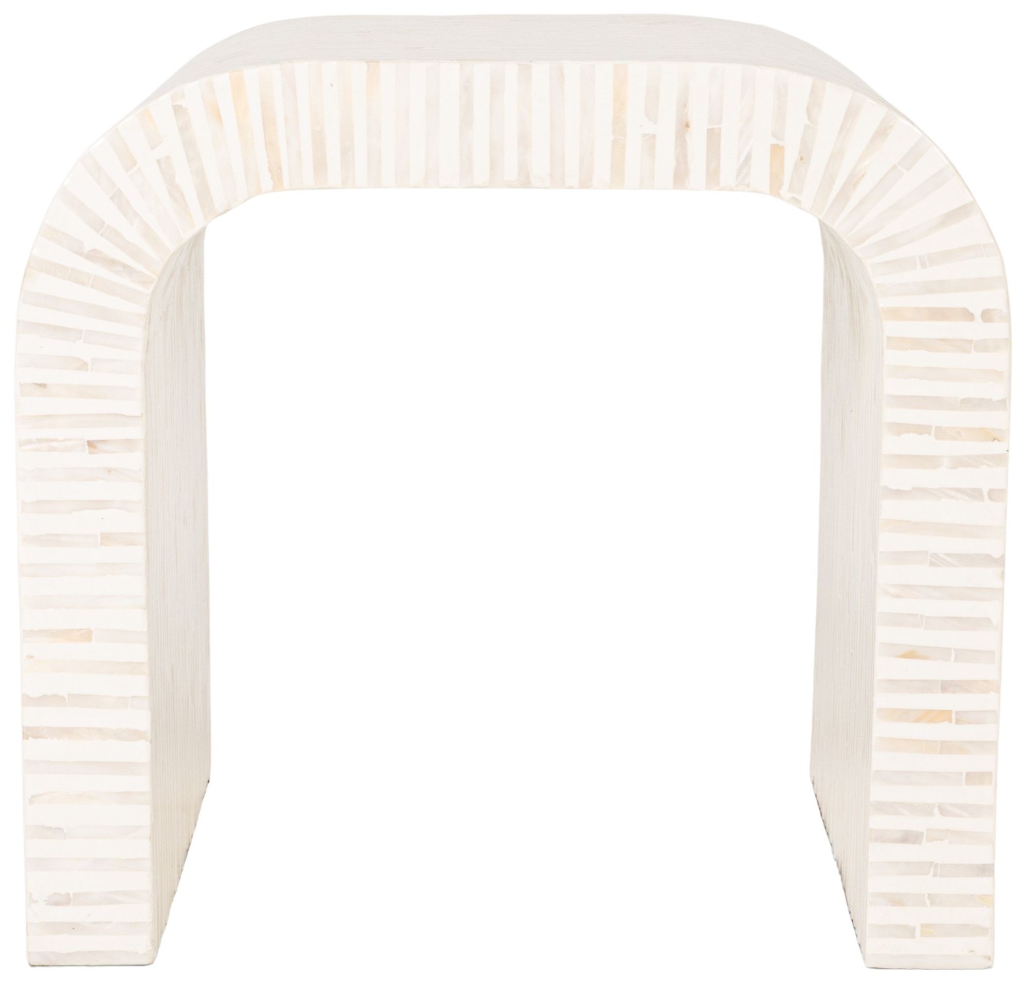 Image 4 Mother of Pearl Waterfall End Table, White more views