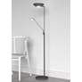 1_Mother Son 72" Black Modern LED Torchiere Floor Lamp with Side Light